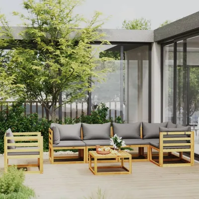 Produktbild von 7-tlg. Garten-Lounge-Set mit Auflagen Massivholz Akazie , Gartenmöbel-Sets Design 2024