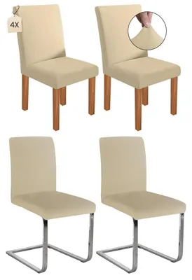 Produktbild von Stretch Stuhlhussen Schwingstuhl Abnehmbar Waschbar Beige 4er Set