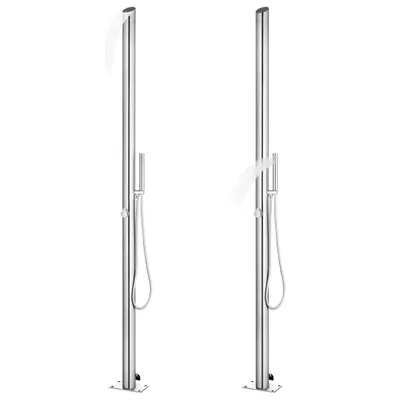 Immagine prodotto di vidaXL Doccia da giardino con piatto grigio 225 cm in acciaio inox
