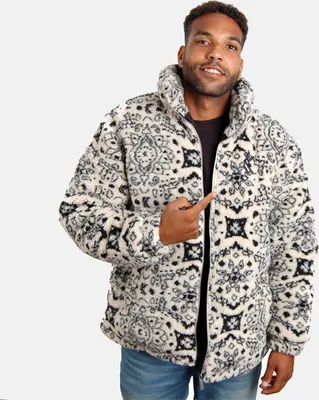 Produktbild von Herrenjacke Karl Kani Og Paisley Teddy Puffer Jacket off white/black, Größe: M