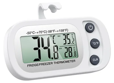 Digitale Kühlschrank Thermometer, wasserdicht, LCD, Max/Min, Weiß