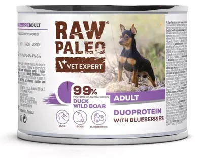Produktbild von RAW PALEO Adult Duoprotein DUCK/DUCK für ausgewachsene Hunde 200g