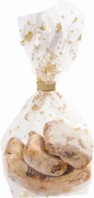 Produktbild von Folia Zellglasbeutel mit goldenem Weihnachtsdruck, 100 Beutel, 145x235mm, transparent (1 Stück)