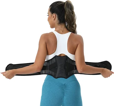 Produktbild von Rückenstützgürtel, Bequeme Rückenbandage für Herren und Damen mit Lendenpolster zur unteren Rücken,LWS, Atmungsaktive Rückengurt für Arbeit und Sports