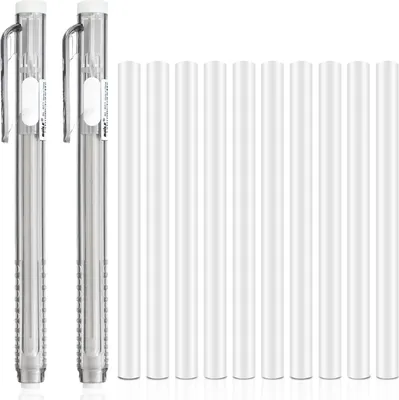 Produktbild von 12 Stück ausziehbare mechanische Radiergummis und 2 Stift-Radiergummis mit 10 Ersatzradiergummis - Klick-Radiergummis für Schule, Homeoffice, Künstler, Zeichnen, Malen