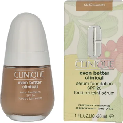 Produktbild von Clinique Even Better Clinical Foundation SPF 20, Pumpenflasche, Mischhaut, normale Haut, ölige Haut, Aufhellend, Mattierend, Feuchtigkeitsspendend, Glättend, Licht, Kühl, CN 52