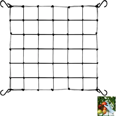 Produktbild von Wachsen Zelt Netz,Scrog Netz 60x60 cm Pflanzennetz Elastische Ranknetz für kletterpflanzen Gartennetze mit 4 Haken Ranknetz für Pflanzen, Gemüse, Früchte, Blumen