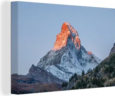 Obrázek produktu pro OneMillionCanvasses® - Obrazy na plátně - 140x90 cm, Matterhorn ve Švýcarsku při východu slunce, Nástěnné umění tisk Nástěnná dekorace - Fotografie na plátně - Malba na dřevěném rámu