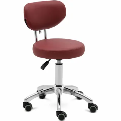 Zdjęcie produktu dla Expondo physa Stołek na kółkach z oparciem – 46–60 cm – 150 kg – bordowy