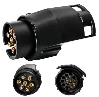 Produktbild von Adapter Anhängerstecker Verlängerungsstecker - 7-polig auf 13-polig - Schwarz - Für Auto, Anhänger und Wohnwagen