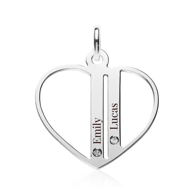 Produktbild von Herzanhänger aus rhodiniertem 925 Sterlingsilber, gravierbar, mit Zirkonia