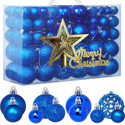 102-teiliges Weihnachtskugeln-Set mit Stern & Schild