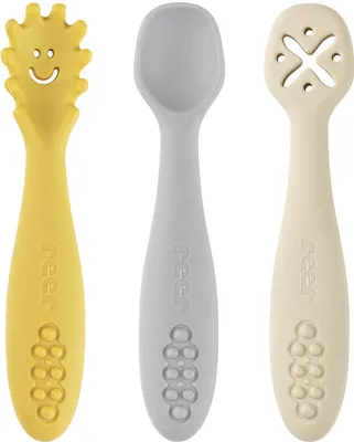 Produktbild von reer 23072, Kleinkind-Besteck, Beige, Blau, Gelb, Silikon, Junge/Mädchen, 1 Person(en), Box