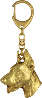 Immagine prodotto di Dobrman I - Portachiavi placcato oro con cane, decorazione per borsa, accessorio del marchio Art-Dog