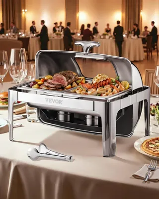 Immagine prodotto di VEVOR Hot Pot Set, scaldavivande in acciaio inox con 2 pentole da 3,9 litri, supporto per pentola e portacombustibile per feste, argento