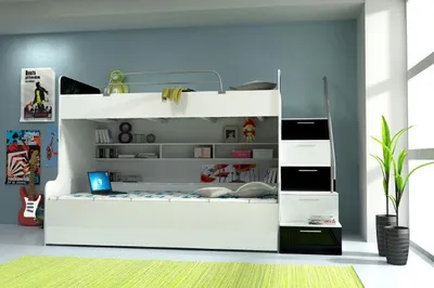 Produktbild von Doppelstockbett Etagenbett Bett Kinderbett Jugendbett Hochbett  Schwarz/Weiß