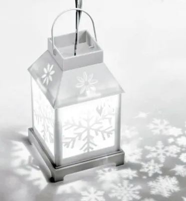 Produktbild von LED Weihnachtsgirlande - LATERNEN mit Schneeflocken, 4 LEDs, kaltweiß