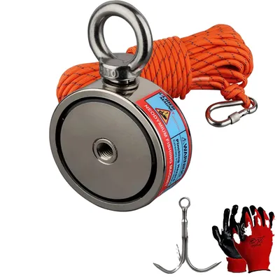 Obrázek produktu pro Neodymový magnetický háček, celková síla 500 kg, oboustranný, D75 mm 250 kg, 2 strany, magnetická tažná síla