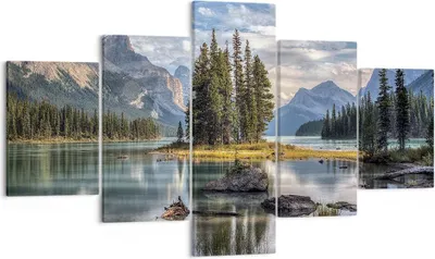 Produktbild von Bild auf Leinwand - Leinwandbild - 5 Teile - See Landschaft Natur - 125x70cm - Wand Bild - Wanddeko - Wandbilder - Leinwanddruck - Bilder - Wanddekoration - Leinwand bilder - Wandbild - EA125x70-4133