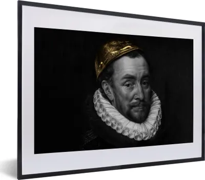 Produktbild von MuchoWow® Gerahmtes Poster Wilhelm von Oranien - Adriaen Thomasz - Schwarz - Weiß 40x30 cm - Poster mit Schwarzem Bilderrahmen Wandposter Rahmen Foto Bilder - Bilderrahmen - Poster im Rahmen