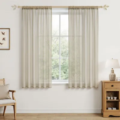 Obrázek produktu pro Záclony z voilu s oky - béžové, 122x140 cm, sada 2 kusů