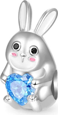 Produktbild von Gnoce Charm Hase/blauer Stein GSC022 Silber