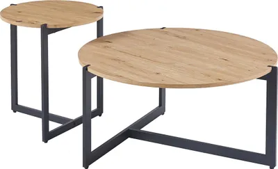 Produktbild von Couchtisch-Set Pola | Ø80 x 40 cm; Ø45 x 50 cm | Design Old Oak