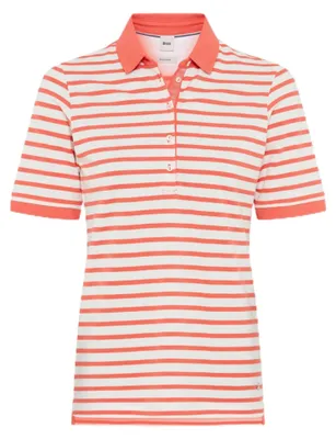 Productafbeelding van BRAX Style Cleo: gestreept poloshirt in effen kleur, gemaakt van hoogwaardige Pima pique kwaliteit