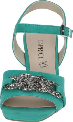 Produktbild von Caprice Damen Sandalette Leder Zierkette Schnalle Karreé 9-28318-42, Größe:38 EU, Farbe:Grün
