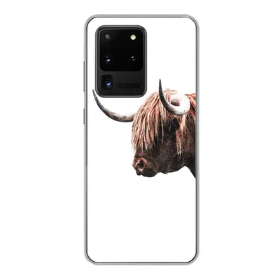 Produktbild von MuchoWow® Handyhülle Schutzhülle Hülle für Samsung Galaxy S20 Ultra Schottischer Highlander - Hoorn - Porträt Silikon Softcase Handy Hülle - Karteninhaber
