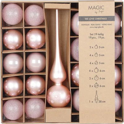 Produktbild von Inge Glas - Kugelsortiment mit Spitze / 19 Stk - Lovely Magnolia