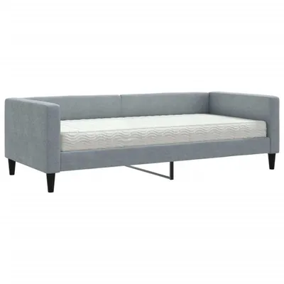 Zdjęcie produktu dla Sofa z materacem, jasnoszara, 90x190 cm, tkanina