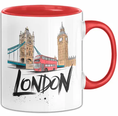 Produktbild von England London Skyline Tasse Geschenk Lustige Geschenkidee Spruch (Rot)