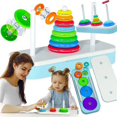 Zdjęcie produktu dla Gra układanka logic edukacyjna wieża sorter zestaw 8 kółka prezent święta