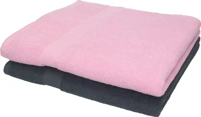 Produktbild von Betz 2 Stück Duschtücher 70x140 cm PALERMO 100% Baumwolle  Farbe: anthrazit und rose