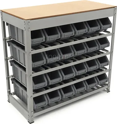 Produktbild von HBM-Schrank, Lager, Regal mit 24 Lagerkästen