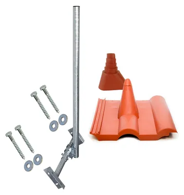 Produktbild von PremiumX BASIC X120-48F SAT Teleskop-Dachsparrenhalter 120cm Mast 48mm Set rot