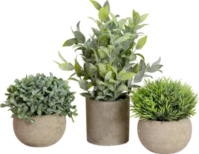 Produktbild von EUROPALMS Tischpflanzen im Dekotopf, Kunstpflanzen, 3er-Set