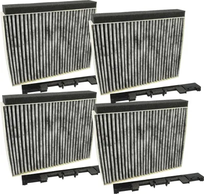 Produktbild von vhbw 4x Aktivkohlefilter kompatibel mit Siemens LC68GA540/02, LC68BC540/03, LC68GB540/03, LC76BA530/02, LC76BA530/01 Dunstabzugshaube + Halterahmen