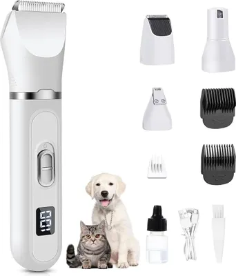 Produktbild von Hundeschermaschine, Profi Schermaschine Hund Katze mit LED-Anzeige, Hundepfoten-Trimmer Elektrische Tierhaarschneidemaschine