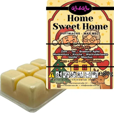Produktbild von WonderWax Duftwachs Weihnachten Wax Melts für Duftlampe, 6 Würfel Duftmelt Wachsmelt Sojawachs Duftwachs Würfel für Raumdüfte, Wachs Duftöl Winter Indoor Schmelzen für Aromalampe Home Sweet Home