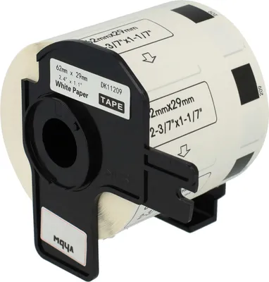 Produktbild von vhbw Rolle mit Halter 800 Etiketten Ersatz für Brother DK-11209 für Drucker - 62mm x 29mm Weiß