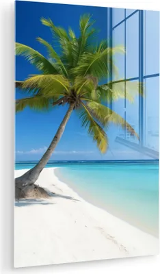 Produktbild von MuchoWow Glasbilder - Bilder auf Wandbild - Foto auf Glas Strand - Palme - Tropisch - Meer 20x30 cm Wanddekoration aus Glas - Acrylglasbild - Acrylbilder - Acrylglas