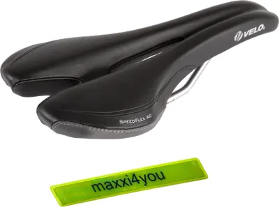 Image de Selle de vélo Velo Speedflex AC Selle de course Design en V noir avec bande réfléchissante maxxi4you