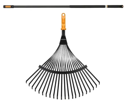 Produktbild von FISKARS ONECLICK Metall-Laubrechenkopf 42 cm + Stiel 119-174 cm