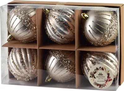 Immagine prodotto di Set di 6 palline di Natale in plastica con Babbo Natale viola e champagne