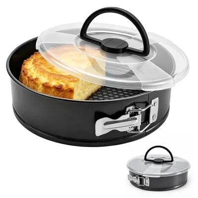 Imagen del producto de Molde redondo para tartas con tapa, con revestimiento antiadherente, de 24 cm, ideal para tartas y panes