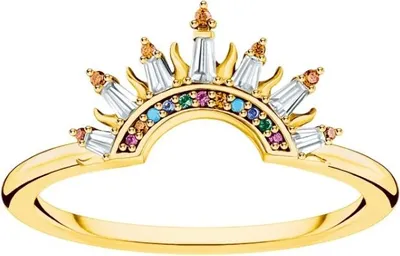Produktbild von Thomas Sabo Ring Sonnenstrahlen Bunt Vergoldet TR2456-488-7 Gr. 52