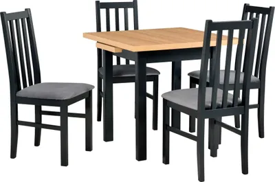 Produktbild von Esstischgarnitur, Esszimmerstühle aus Buchenholz, Esstischen und Stühlen, moderne Esszimmer- und Küchenstühle, 4xstuhl BOS 10 Tisch MAX 7