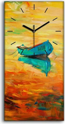 Produktbild von Dekor Leinwand Uhr Wandbilder 30x60 Gemälde See Hafen Boot Himmel Kunst - schwarze Hände